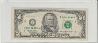 1993 (e) $50 Fifty Dollar Bill Federal Reserve Note Richmond Old Currency Money