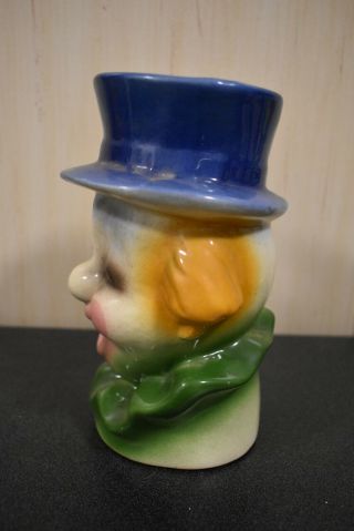 Vintage Ceramic Circus Clown Head Vase Planter Mid - Century 2