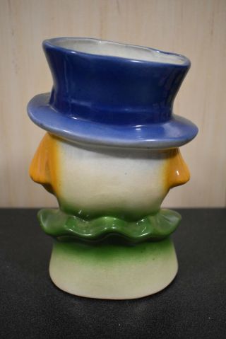 Vintage Ceramic Circus Clown Head Vase Planter Mid - Century 3