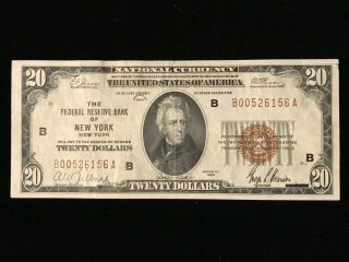 Series 1929 Twenty Dollars $20 Federal Reserve Bank York National Currency