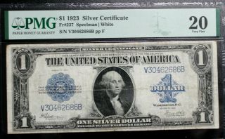 1923 $1 Fr 237 Silver Certificate Pmg Vf - 20 Large Size Graded Us Currency