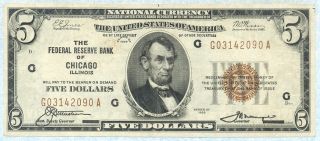 United States 5 Dollars 1929 Chicago P395 Vf,