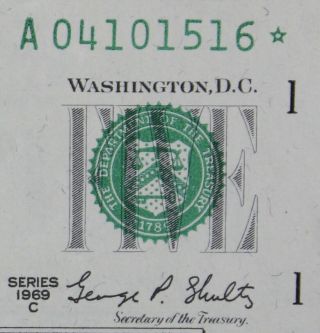 $5 1969c Star Gem Cu Federal Reserve Note A04101516 Series C Five Dollar Boston