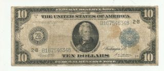 $10 1914 Federal Reserve Note York Fr - 911 White - Mellon F15