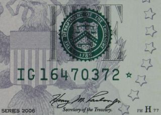 Low Print $5 2006 Gem Cu Star Federal Reserve Note Ig16470372 Five Dollar Run 6