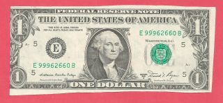 1981 Dollar Bill Error Centering Cutting E 99962660,  B