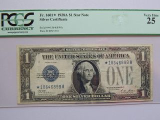 Fr.  1601 1928a $1 Silver Certificate Star Note Pcgs Currency Very Fine 25