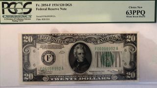 Fr.  2054 - F 1934 $20 Federal Reserve Note Pcgs 63ppq (miami Beach Hoard)