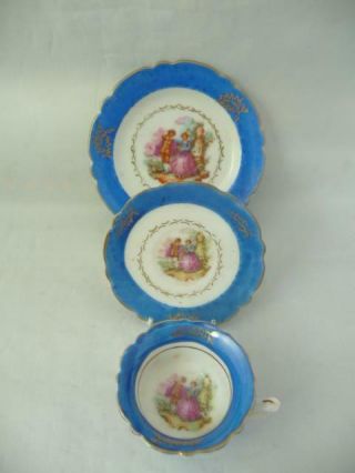 Vintage Japan Miniature Porcelain Trio Cup Saucer & Plate Decor After Fragonard