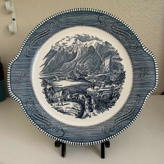 Royal China Currier And Ives Tab Handled Cake Plate The Rocky Mountains Usa