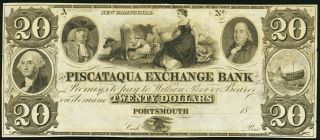 Obsolete Currency Portsmouth,  Nh - Piscataqua Exchange Bank $20 18_ Remainder