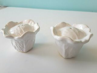 Vintage Ceramic White Cabbage Salt And Pepper Shakers