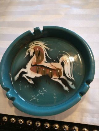 Vintage Mid Century Sascha Brastoff California Pottery Horse Ashtray Signed.
