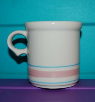One Mccoy Pottery Coffee Cup Mug Pink And Blue Stripes 1412 Lancaster Colony
