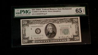 1950 A Twenty Dollar Pmg Gem 65 Epq Federal Reserve Richmond Note $20 Bill