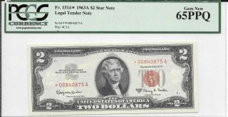 Fr 1514 1963a $2 Legal Tender Star Note Pcgs 65 Ppq Gem Star