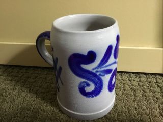 Handcrafted Stoneware Pottery Coffee Mug Salt Glazed Cobalt Blue