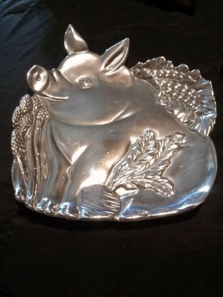 Fitz And Floyd Aluminum French Market Pig Motif Tray Platter About 8 X 7.  75
