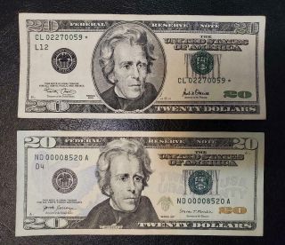 $20 Error Star Note And Low Serial Number