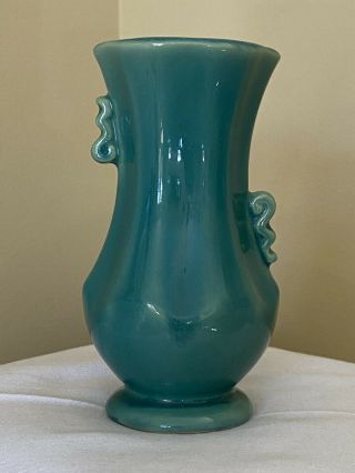 Shawnee Pottery Vase Green With Two Handles 5 1/2 "