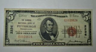 1929 - $5.  00 - National Currency,  The Diamond National Bank,  Pittsburgh,  Pa.