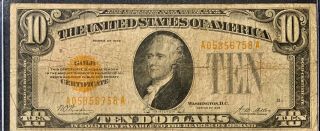 Series 1928 $10 Gold Certificate