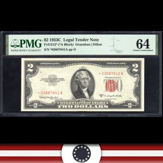 1953 - C $2 Legal Tender Note Pmg 64 Fr 1512 03887841a