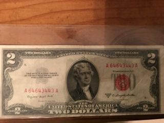 1953 Two Dollar Note Red Seal $2 Bill Us Currency Old Money Crisp Uncirculated