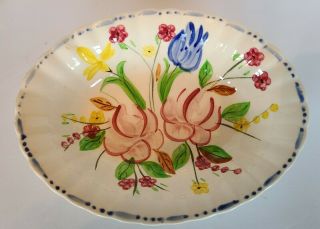Vintage Blue Ridge Hand Painted Underglaze Southern Potteries Oval Serving Bowl