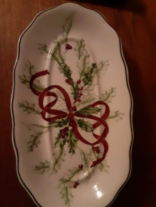 Charter Club Winter Garland Butter Dish Christmas Holly.  Dish Only