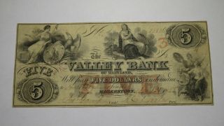 $5 1855 Hagerstown Maryland Md Obsolete Currency Bank Note Bill Valley Bank