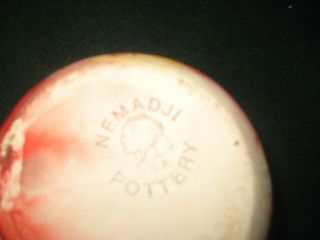 Nemadji Pottery Vase Pink Orange Black Gray Gold Tan Swirl Bulbous 6 1/2 inchces 3