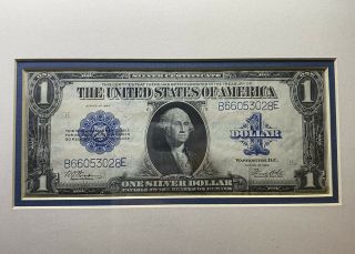 1923 $1 Blue " Large Size " Silver Certificate,  Framed