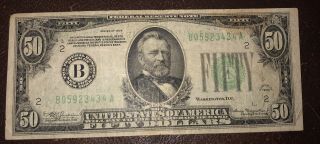1934 Old $50 Bill Fifty Dollar Bill Frn York B05923434a