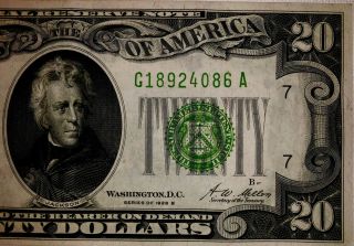 1928b $20 Gold On Demand “lime Green Seal” Looks Uncirculated