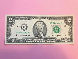 2009 $2 Dollar Bill Star Note (york) Unc. ,  Sleeve