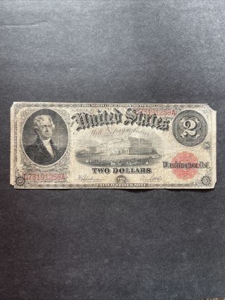 1917 Two Dollar Bill Legal Tender Note Red Seal
