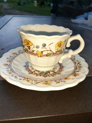 Vintage Vernon Kilns Hibiscus Small Tea Cup And Saucer