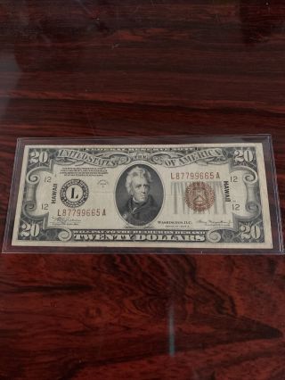 1934 - A $20 Dollar Federal Reserve Note - Hawaii Ww2 Emergency Issue