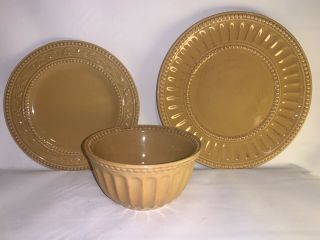 Homestead By At Home America Mustard Yellow Dinner Plate,  Salad Plate,  Soup Bowl