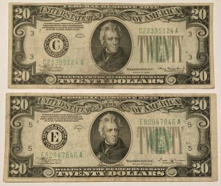 2x $20 Federal Reserve Note 1934 & 1934 B Philadelphia And Richmond