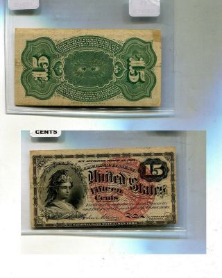 1863.  15 Fractional Currency Note 4th Issue