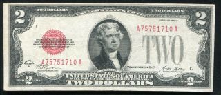Fr.  1502 1928 - A $2 Two Dollars Legal Tender United States Note “semi Key” Vf,