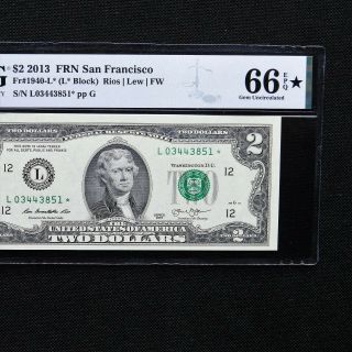 $2 2013 FRN San Francisco,  Fr 1940 - L PMG 66 EPQ,  PMG Star Designation 3