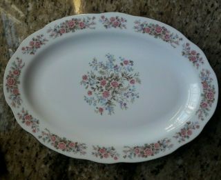 Remington By Red Sea Oval Platter Fine China Pink Flowers Roses Floral Vintage
