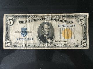 1934 A - Circulated Five Dollar $5 North Africa Silver Certificate