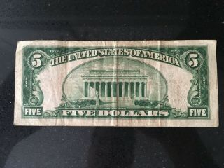 1934 A - Circulated Five Dollar $5 North Africa Silver Certificate 2
