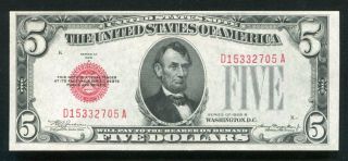 Fr.  1527 1928 - B $5 Red Seal Legal Tender United States Note Uncirculated