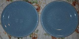 2 Vintage Stoneware Japan Blue Speckled Salad Plates.  8 ".