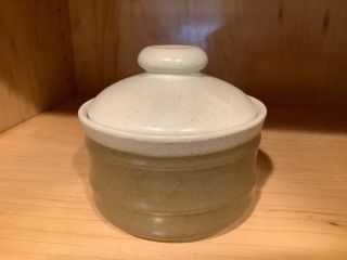 Mikasa Country Manor Japan Stoneware Sugar Bowl And Lid Brown Speckled White 4x4